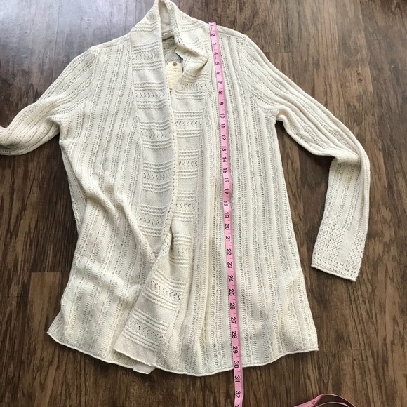 Lucky Brand cream Cardigan knit boho sweater sz M - Picture 6 of 7